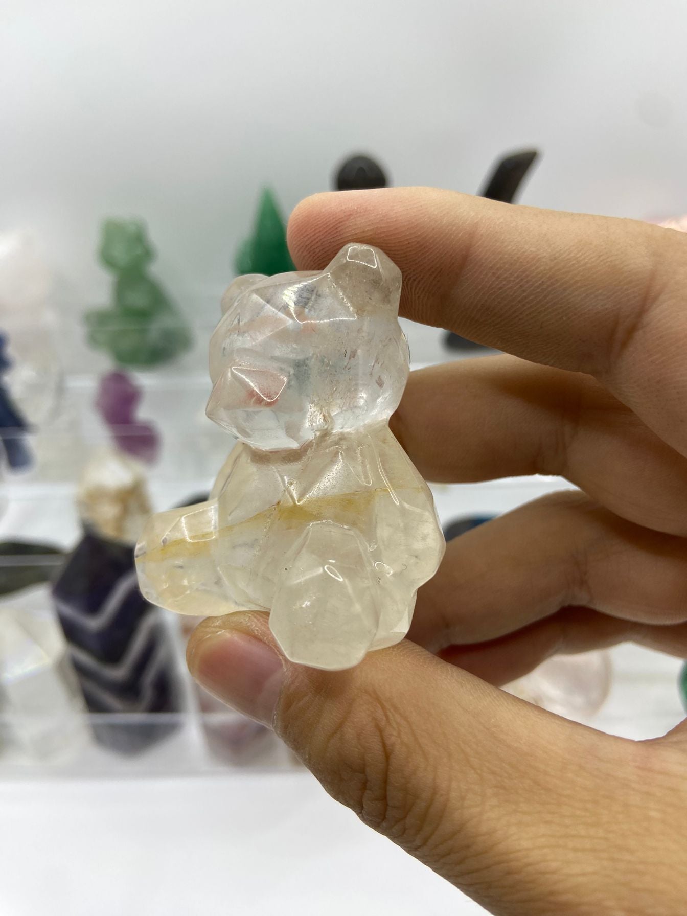 Golden Healer Faceted Bear Carving(5cm)