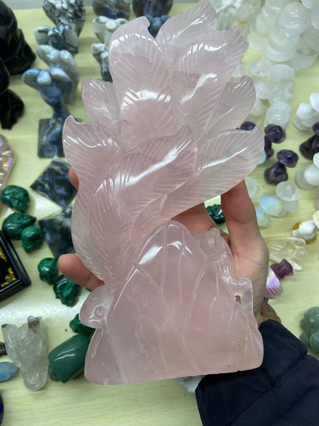 1.53kg Rose Quartz Nine-tailed Fox