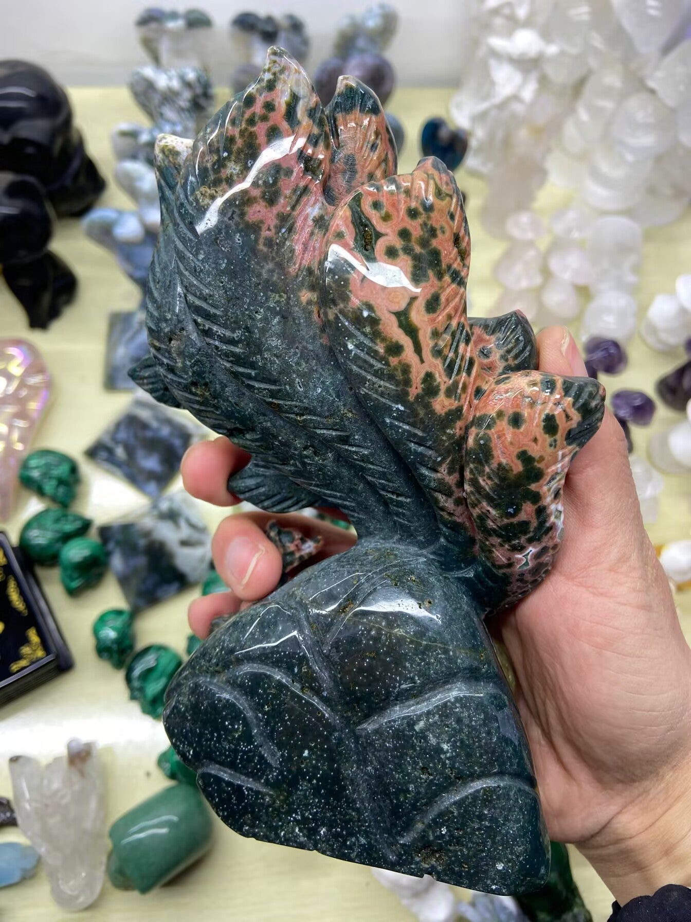 0.98kg Old Mine Ocean Jasper Nine-tailed Fox