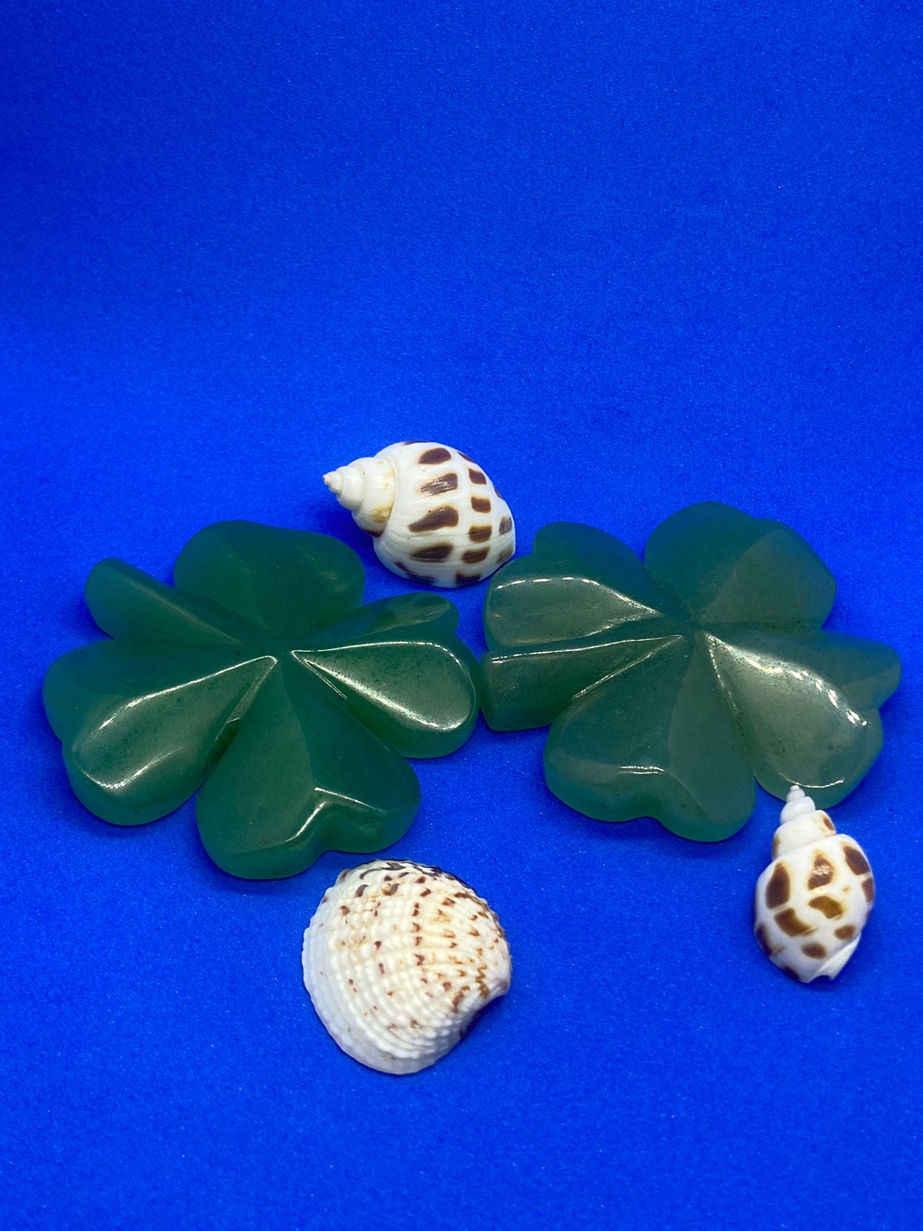 Green Aventurine Clovers Carving