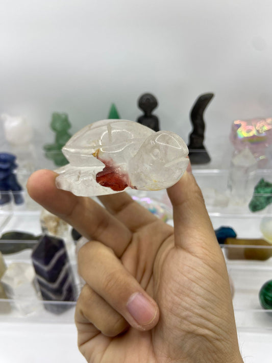 Fire Quartz Turtle Carving (9cm)