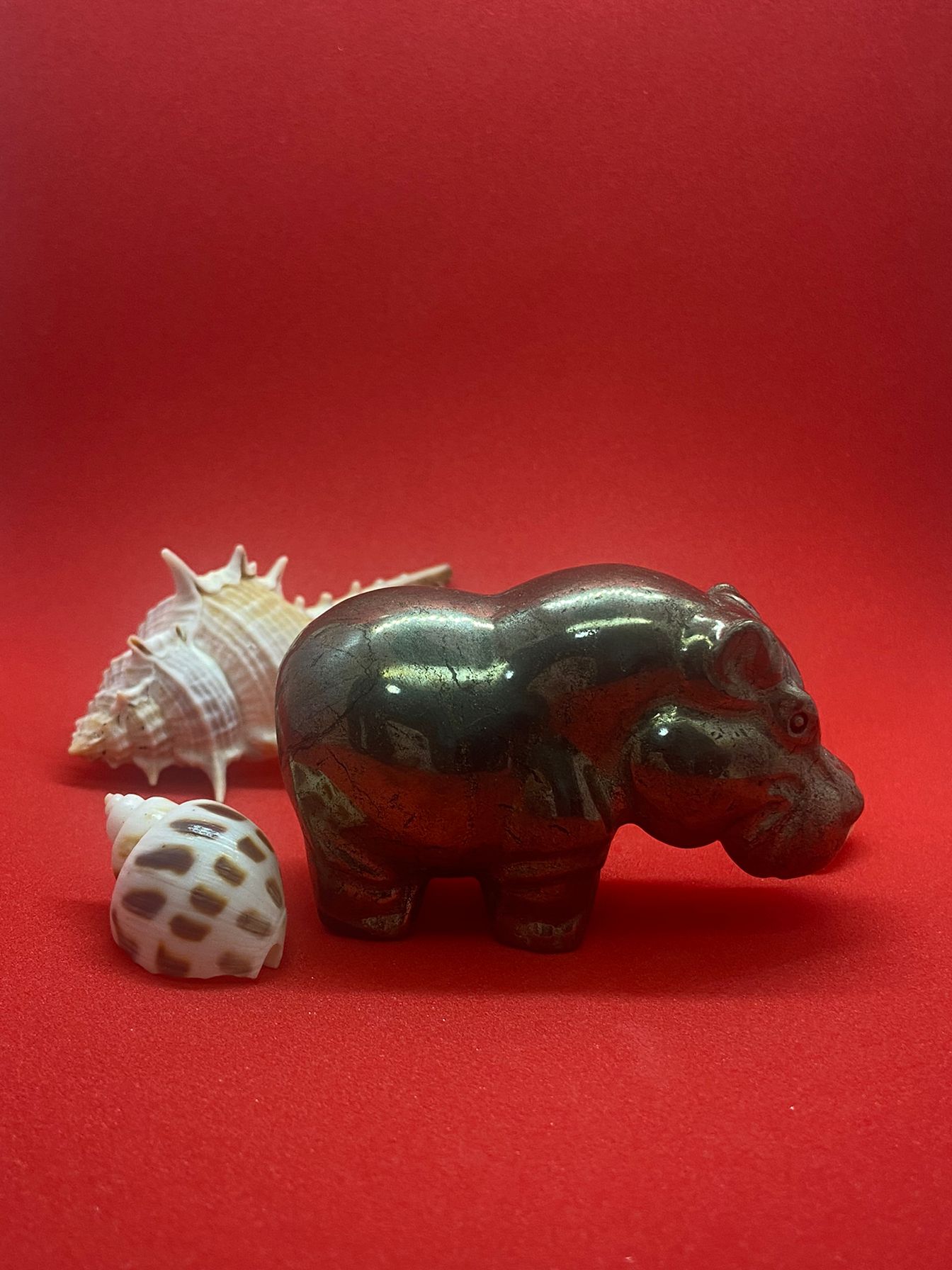 Pyrite Hippo Carving