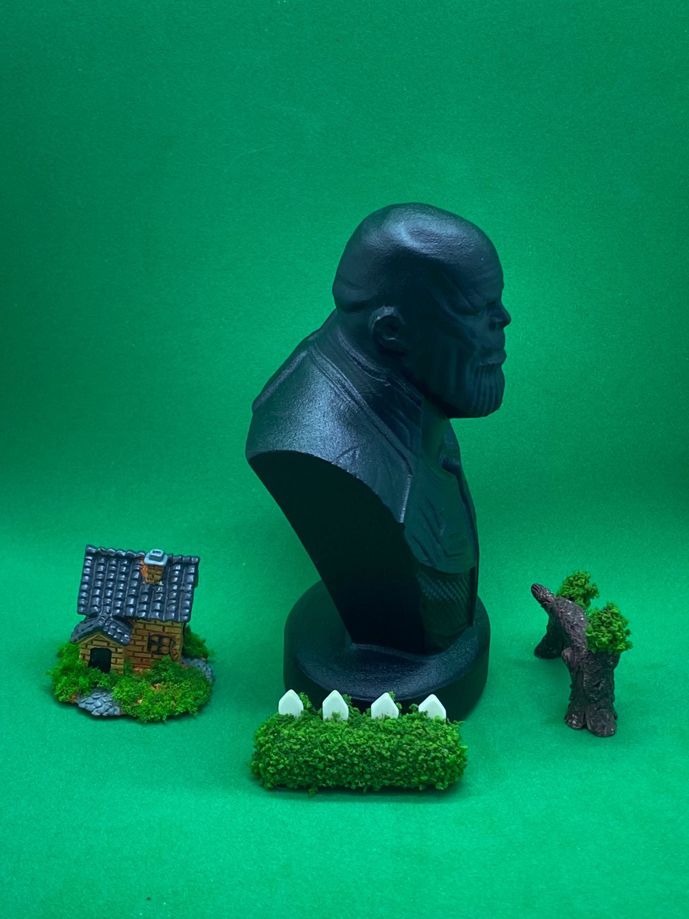 Black Obsidian Thanos Statue Carving