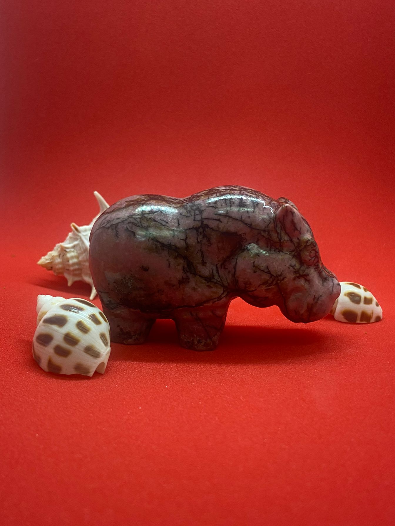 Rhodonite Hippo Carving