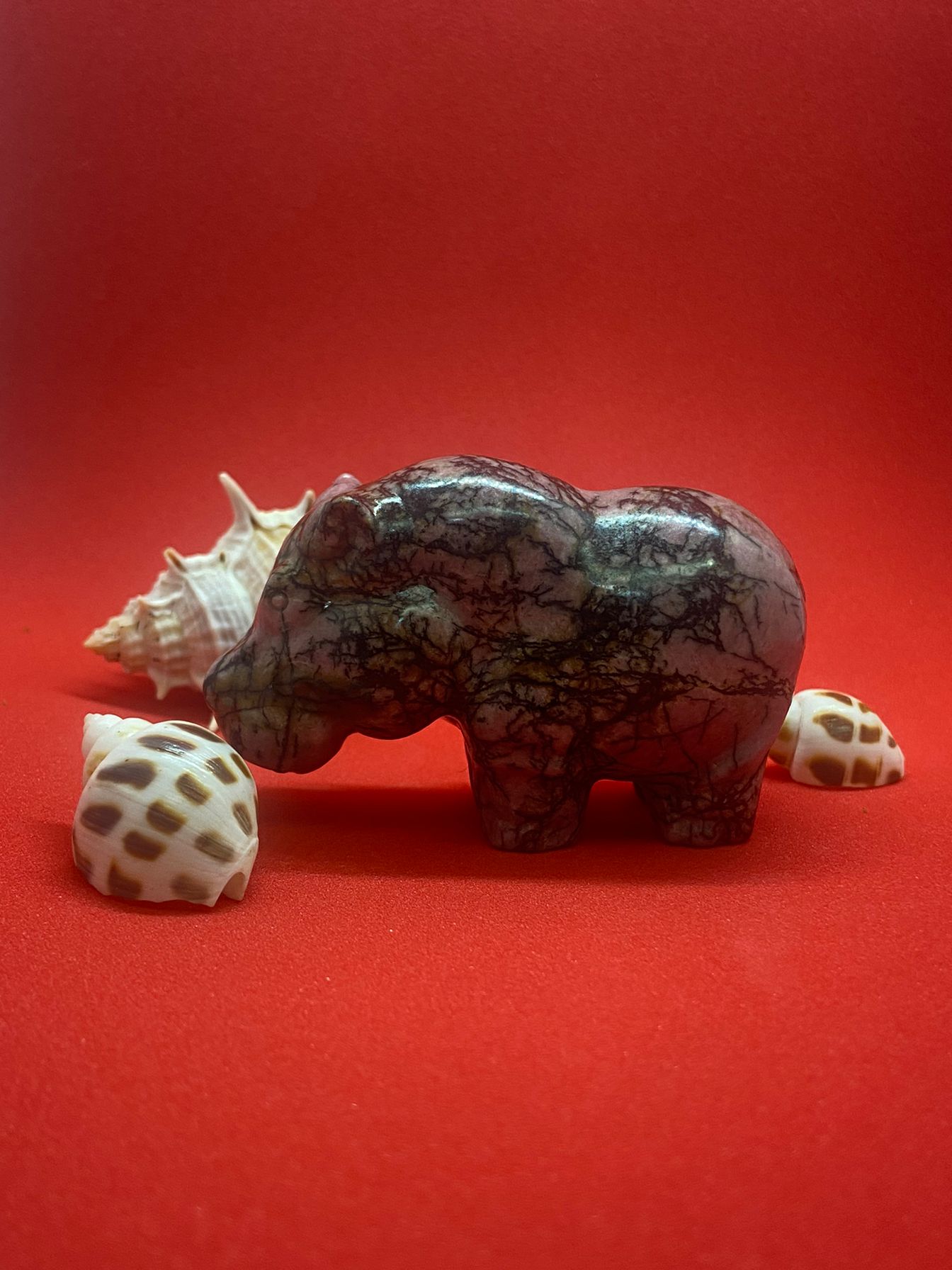 Rhodonite Hippo Carving