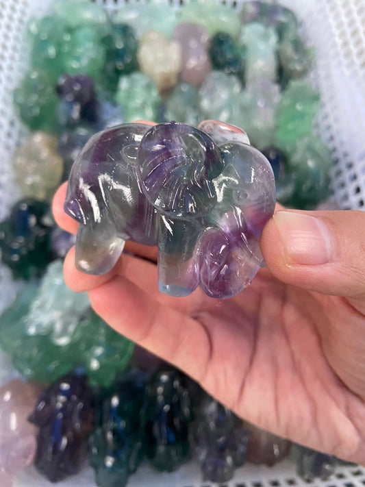 Fluorite Elephant Carving(6cm)