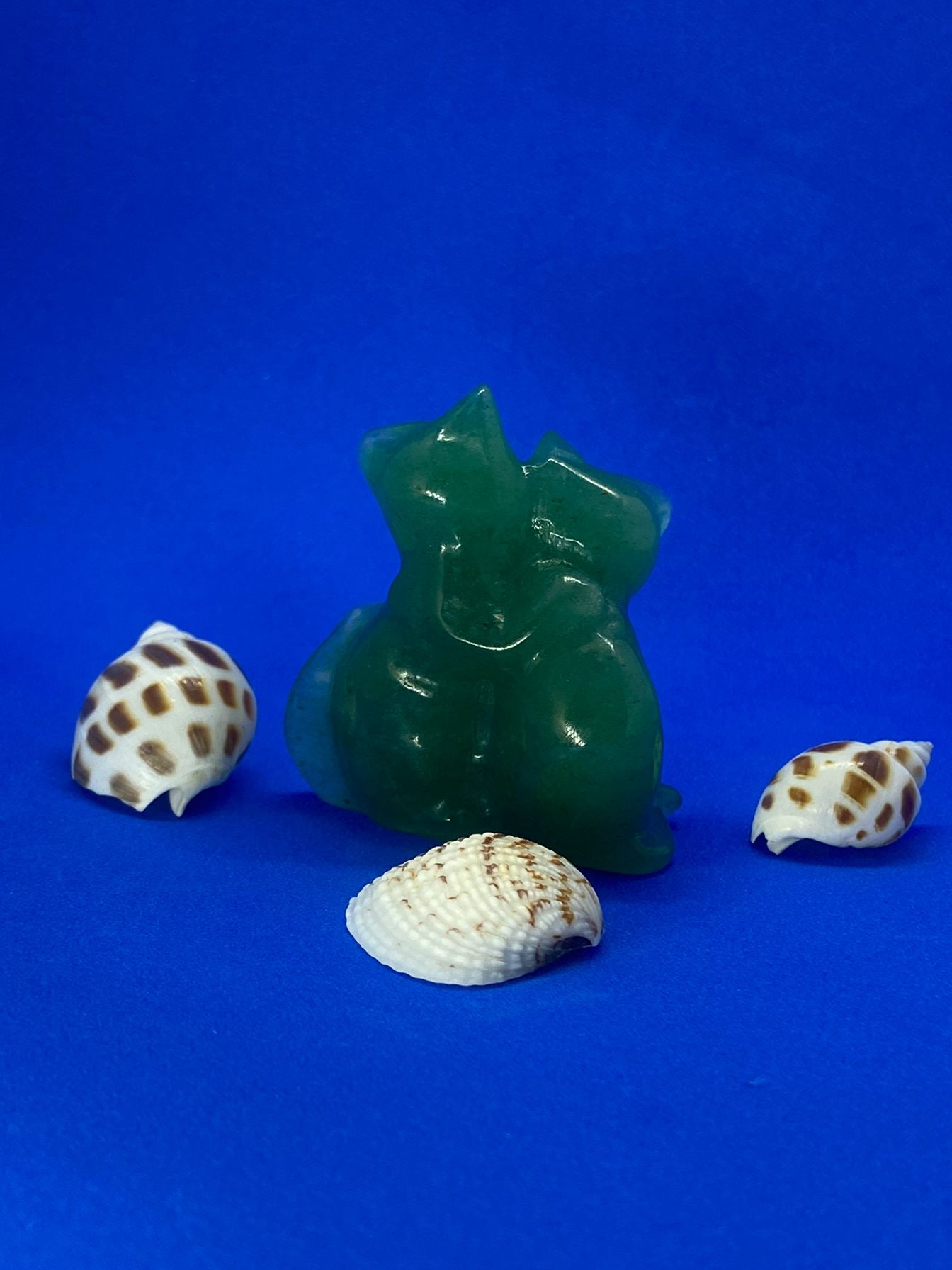 Green Aventurine Double Cat Carving