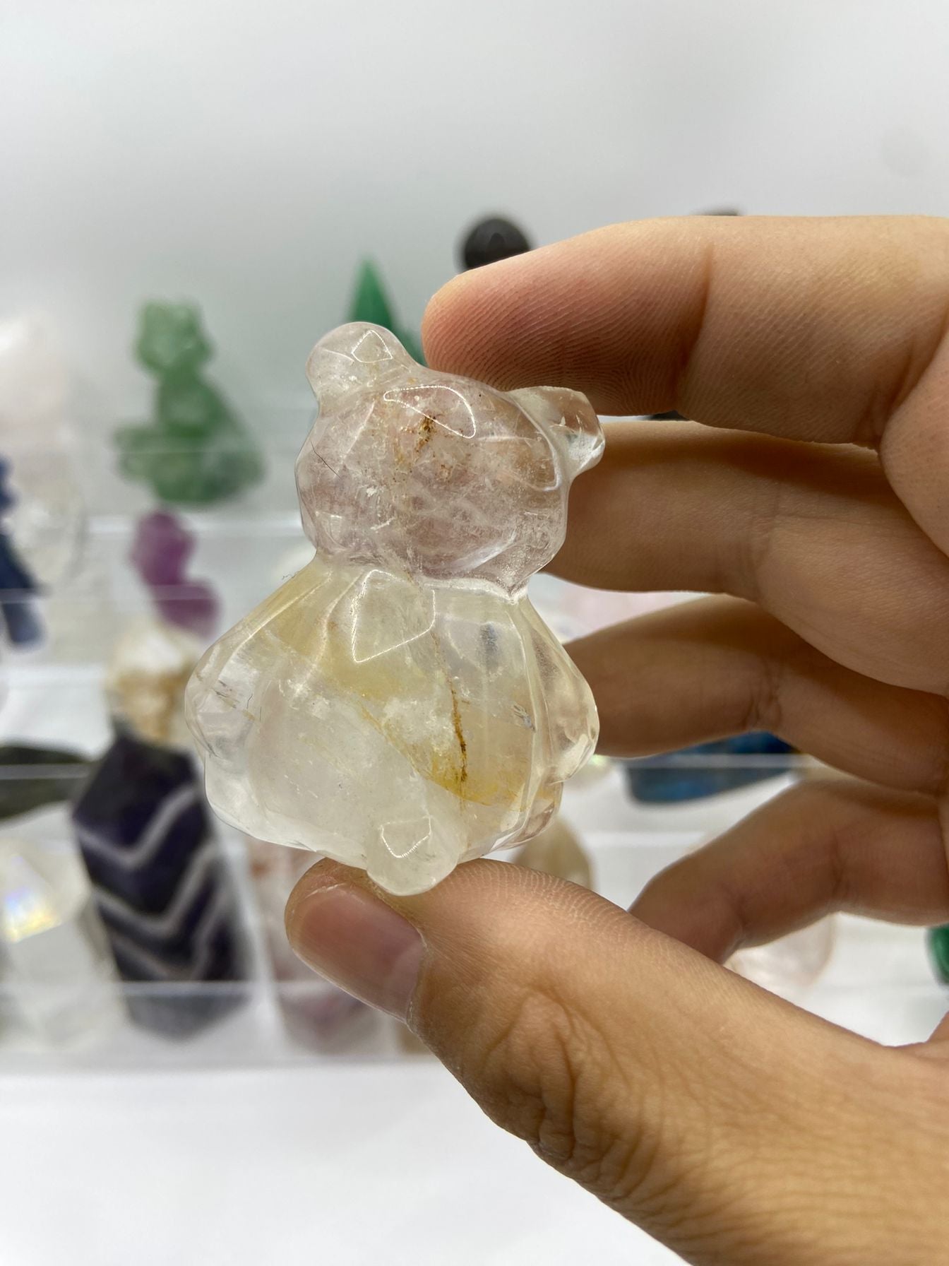 Golden Healer Faceted Bear Carving(5cm)