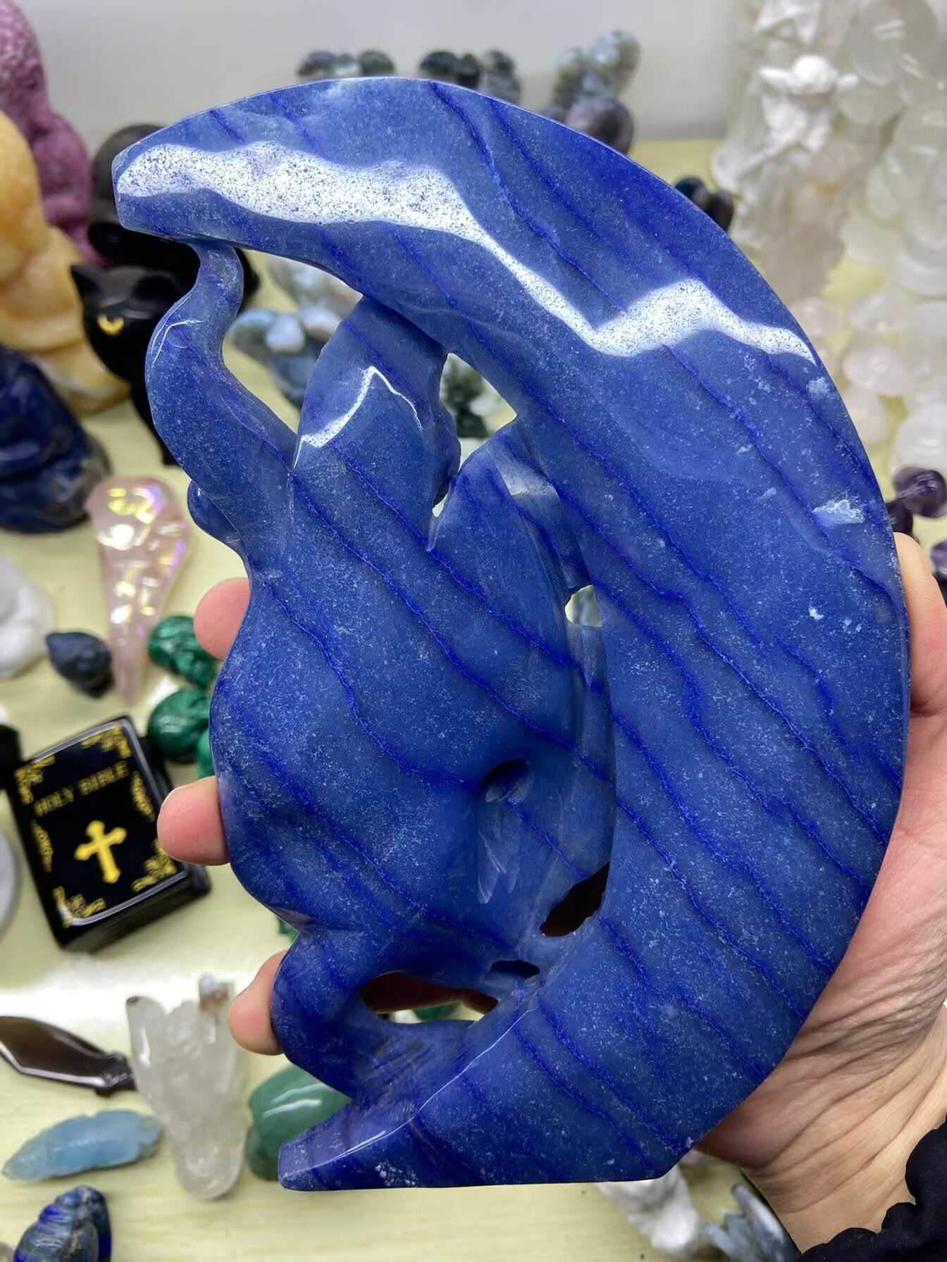 0.71kg Blue Aventurine Nine-tailed Fox on the Moon