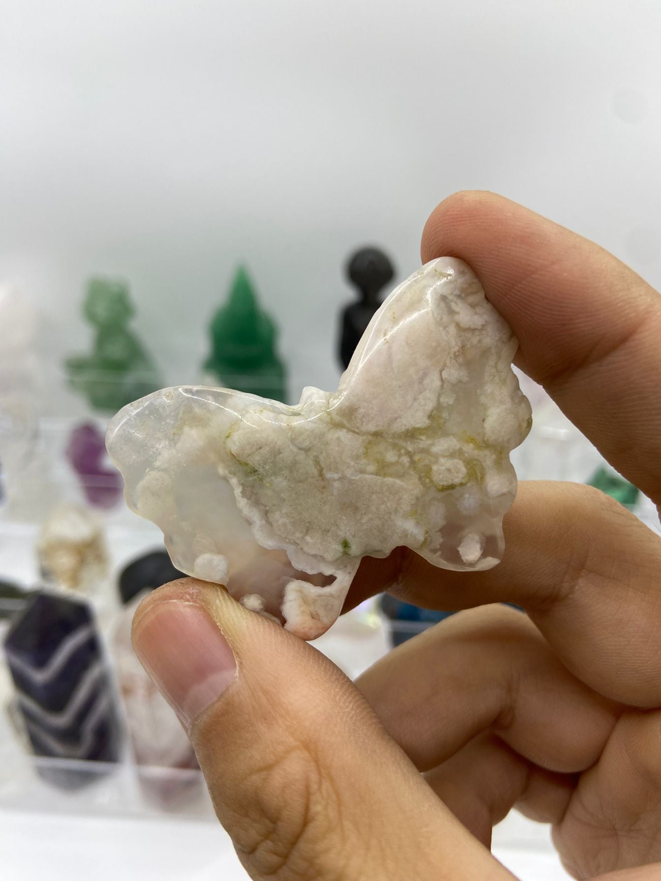 Flower Agate Butterfly Carving(5cm)