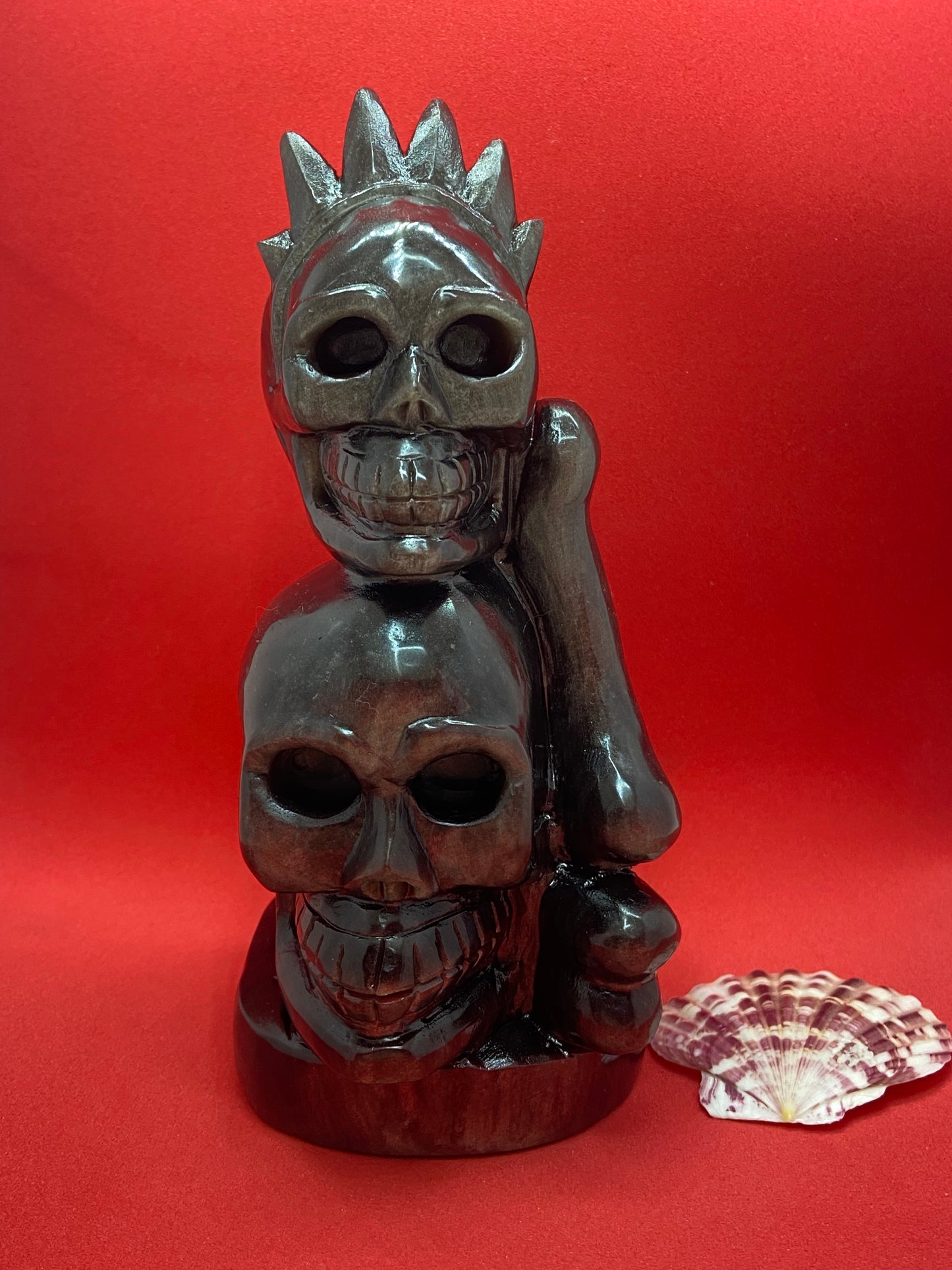 0.78kg Silver Obsidian Double Skull with Bone