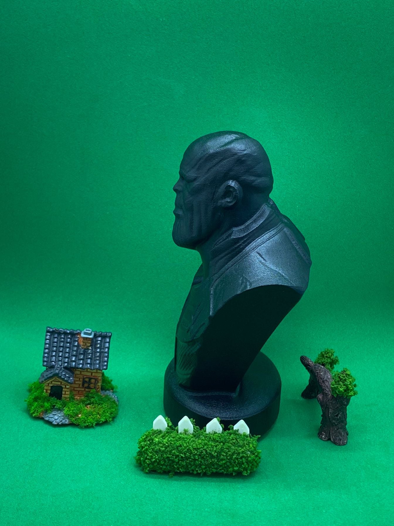 Black Obsidian Thanos Statue Carving