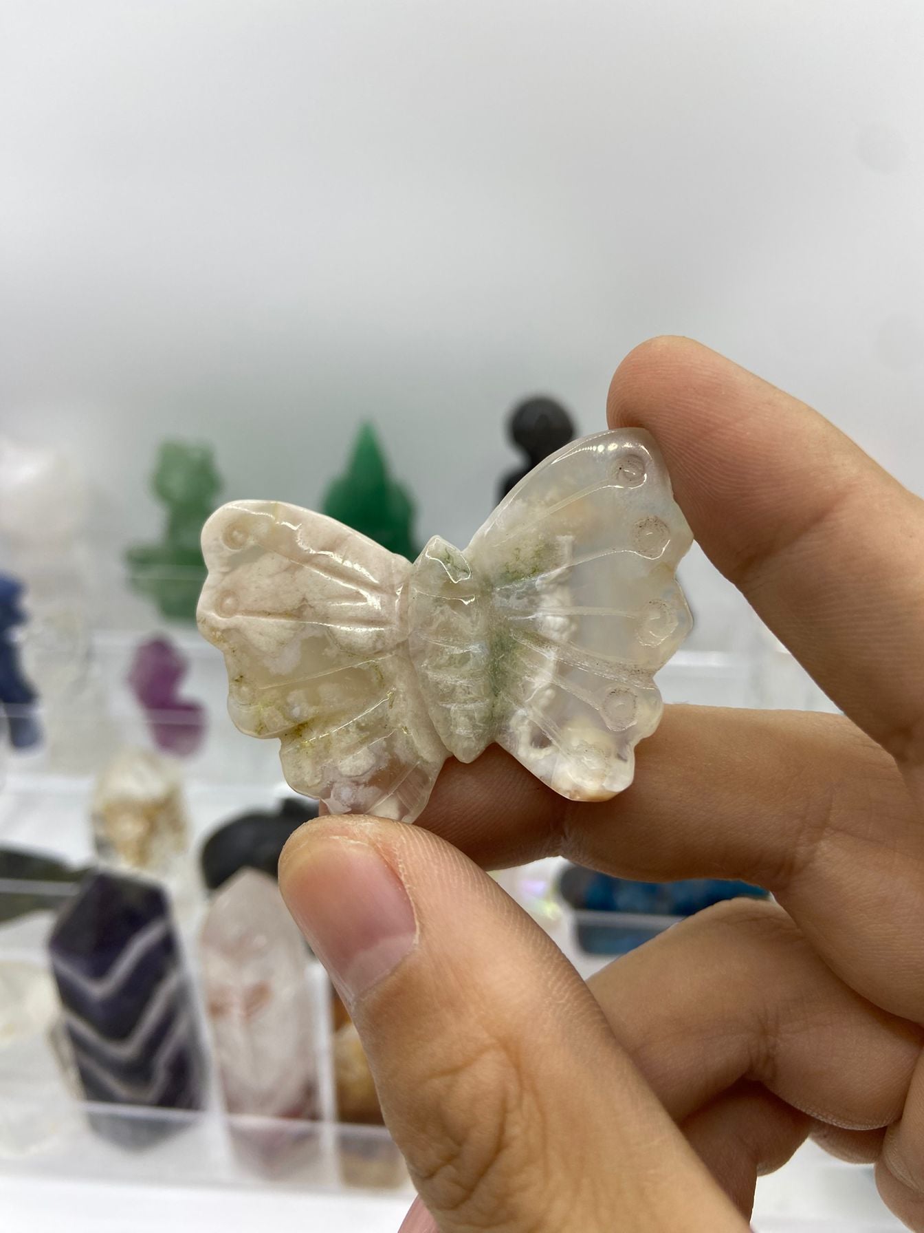 Flower Agate Butterfly Carving(5cm)