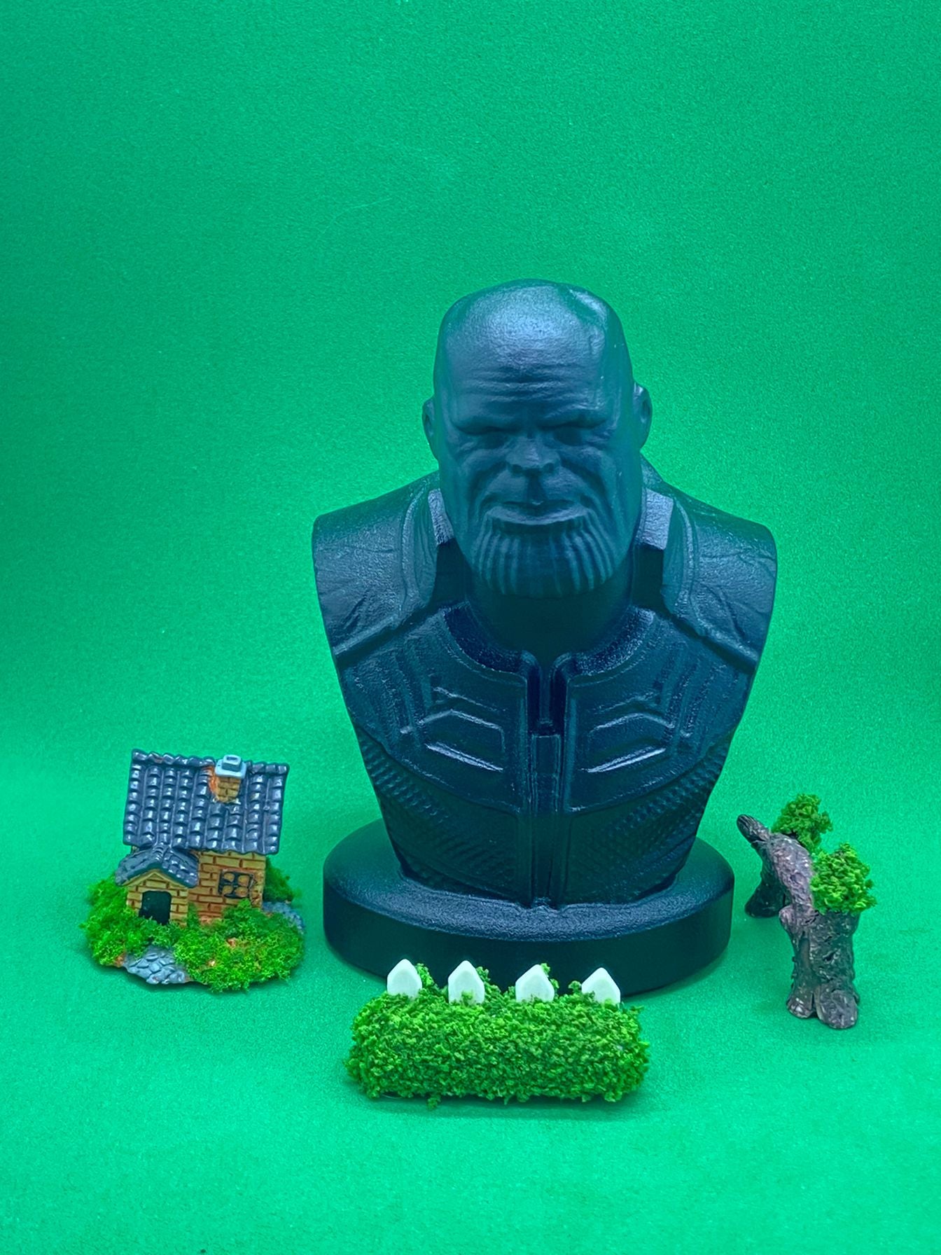 Black Obsidian Thanos Statue Carving