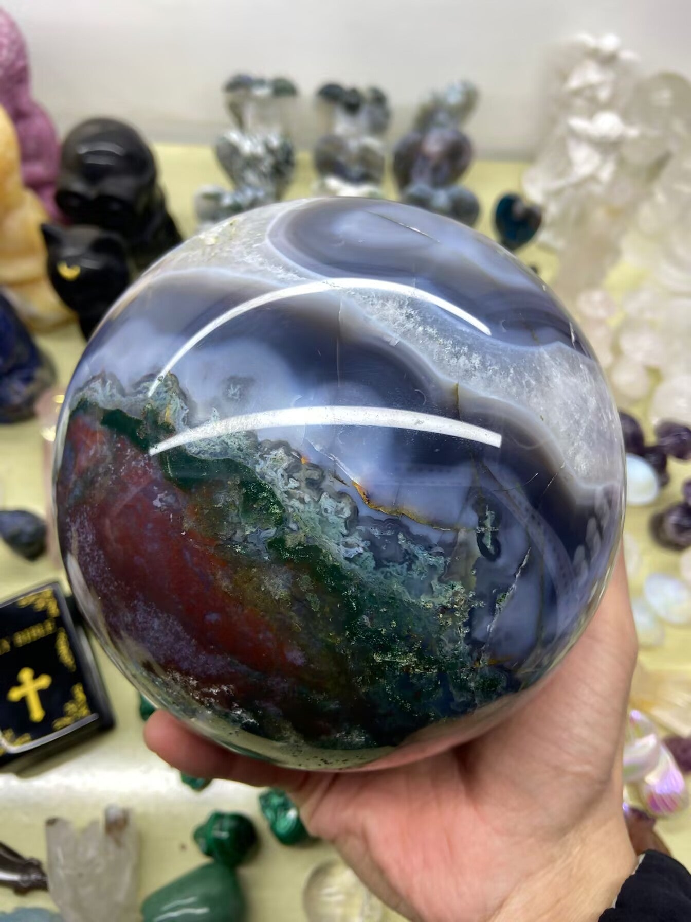 4.07kg Moss Agate Ocean Jasper Sphere