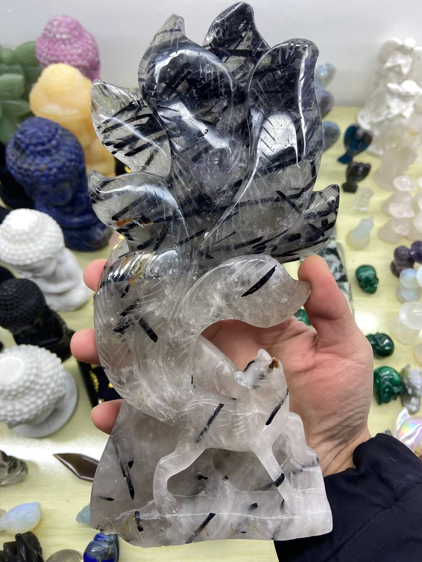 1.42kg Black Tourmaline Nine-tailed Fox