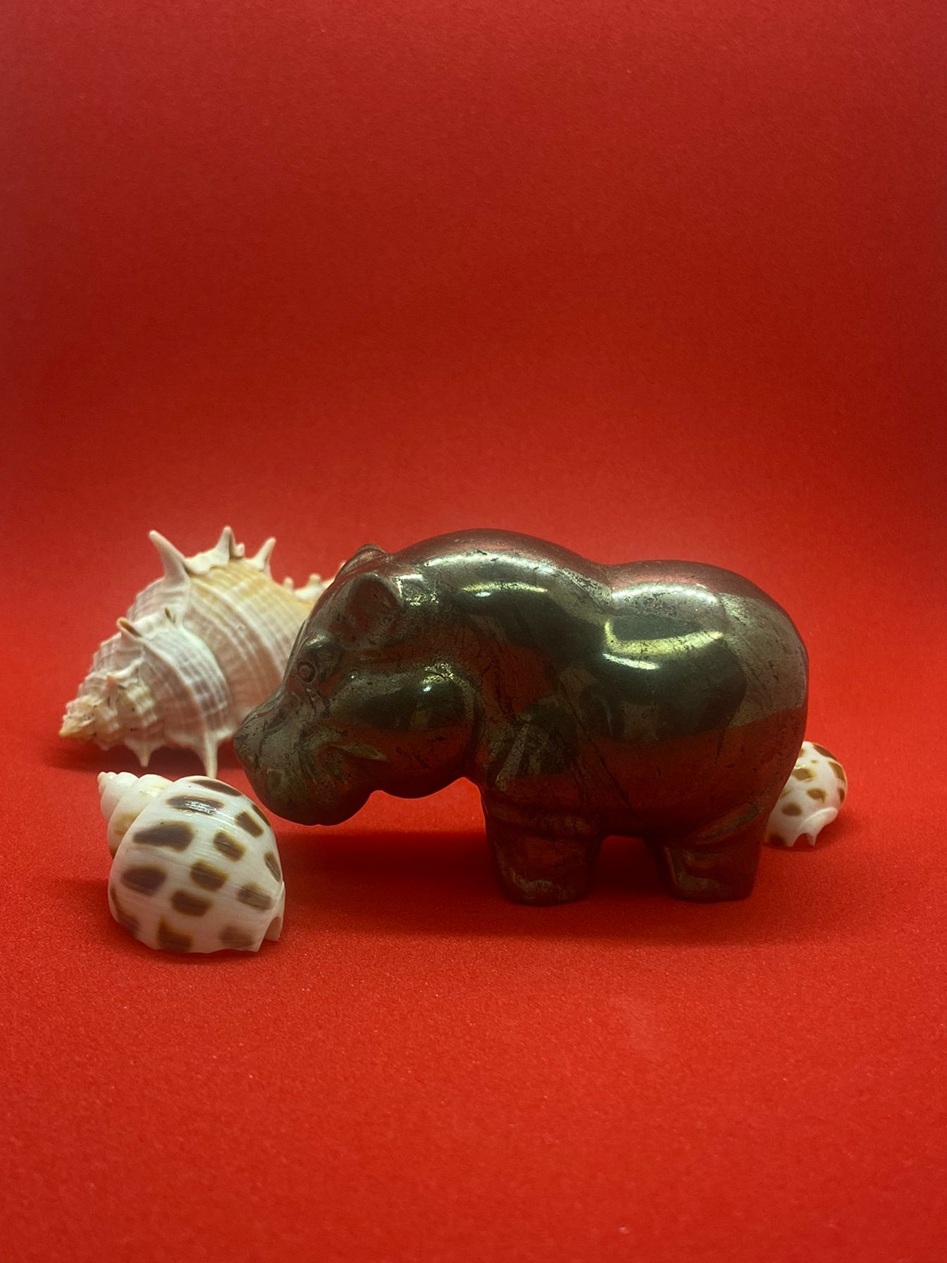 Pyrite Hippo Carving